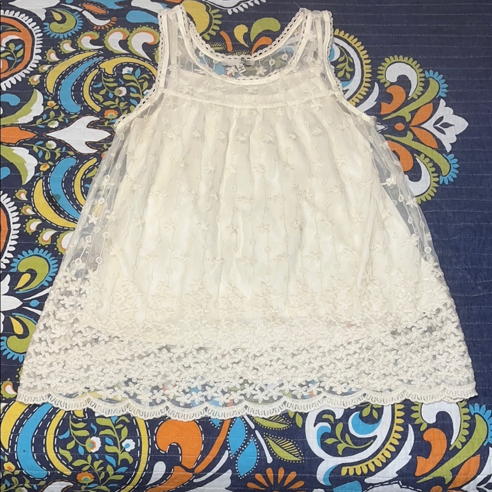 White Lace Camisole with Scalloped Hem